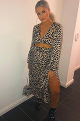 Leopard Print Balloon Sleeve Blouse Midi Skirt Co-Ord - Carmina