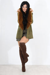 Felicia Khaki Faux Fur Jacket