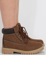 Camel Quilted Hiker Boots - Coco