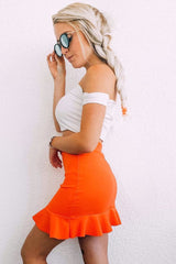 Orange Frill Hem Mini Skirt - Colbie