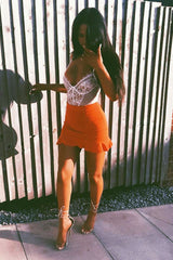 Orange Frill Hem Mini Skirt - Colbie
