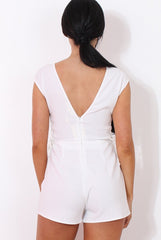 Collate White Tie Up V Back Playsuit