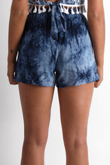 Connie Blue Elephant Print Tassel Shorts
