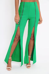 Green Bandeau Crop Top and Zip Front Trousers Co-ord - Ellenie