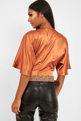 Copper Plunge Satin Bodysuit - Caelynn