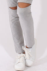 Grey Bardot Split Knee Jumpsuit - Coran