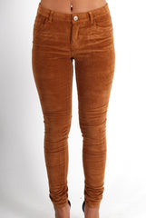 Lana Rust Skinny Fit  Ripped Knee Cords