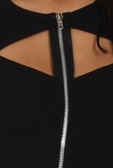 Black Cut Out Zip Detail Dress - Cordelia
