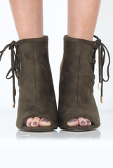 Khaki Peep Toe heels - Corrine