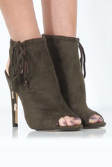 Khaki Peep Toe heels - Corrine