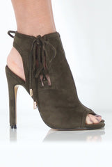 Khaki Peep Toe heels - Corrine