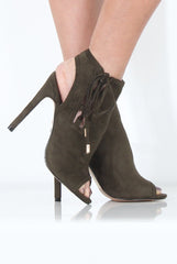 Khaki Peep Toe heels - Corrine
