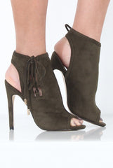 Khaki Peep Toe heels - Corrine