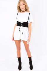 Black Corset Lace Up Eyelet Crop Top - Mylene