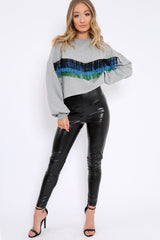 Grey Tassel Front Cropped Jumper - Cosima