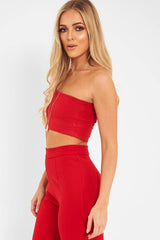 Red One Shouldered Crop Top - Kamri