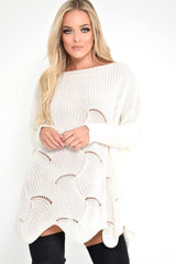 Cream Scallop Hem Knit Jumper - Elyssa