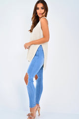 Blue Ripped Knee Skinny Jeans - Chanelle