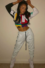 Multi Slogan Print Colour Block Hoodie - Athira