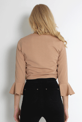 Iris Nude Bell Sleeve Turtle Neck Top