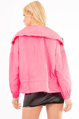 Neon Pink  Zip Front Rain Jacket - Idalie