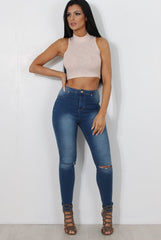 Blue High Waisted Super Skinny Jeans -Olivia