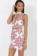 White & Red Crochet V Front Dress - Dacia