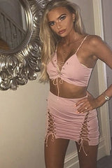 Rose Lace up Front Co-ord Set - Presley