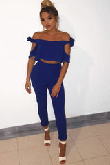 Royal Blue Trousers and Crop Top Co-ord - Daizy