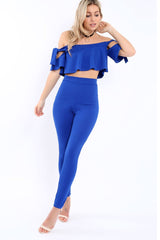 Royal Blue Trousers and Crop Top Co-ord - Daizy