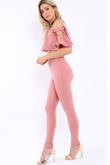 Mauve Trousers and Crop Top Co-ord - Daizy