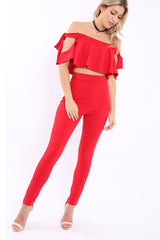 Red Trousers and Crop Top Co-ord - Daizy