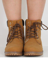 Honey Faux Leather Trim Hiker Boots - Dakota