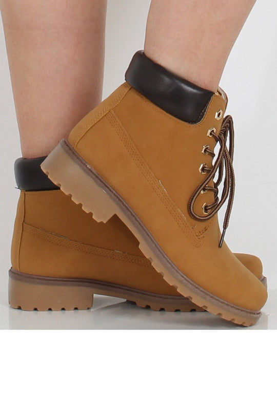 Honey Faux Leather Trim Hiker Boots - Dakota