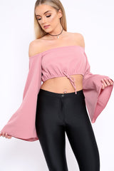 Rose Extreme Flared Sleeved Crop Top - Dalis