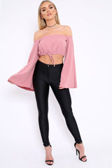 Rose Extreme Flared Sleeved Crop Top - Dalis
