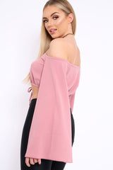 Rose Extreme Flared Sleeved Crop Top - Dalis