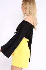 Black Extreme Flared Sleeved Crop Top - Dalis