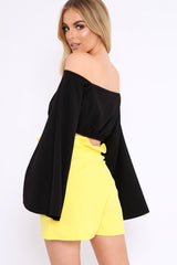 Black Extreme Flared Sleeved Crop Top - Dalis