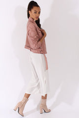 Pink Faux Leather Biker Jacket - Dallas