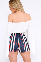 White Extreme Flared Sleeved Crop Top - Dalis