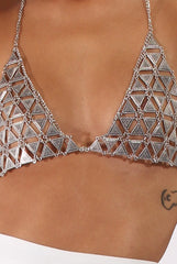 Silver Metal Chain Bra - Damaris