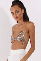 Silver Metal Chain Bra - Damaris