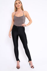 Grey Slinky Lace Up Back Bodysuit - Danella