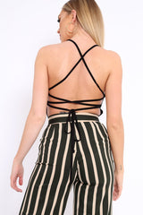 Black Slinky Lace Up Back Bodysuit - Danella