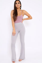 Mauve Slinky Lace Up Back Bodysuit - Danella