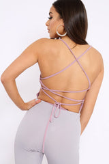 Mauve Slinky Lace Up Back Bodysuit - Danella
