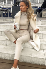 Stone Rib Crop Jumper Loungewear Set - Ayriana