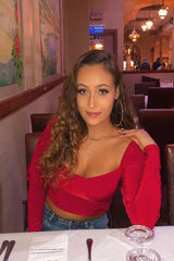 Red Slinky Off Shoulder Crop Top - Danni