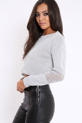 Silver Cropped Glitter Jumper - Dannie